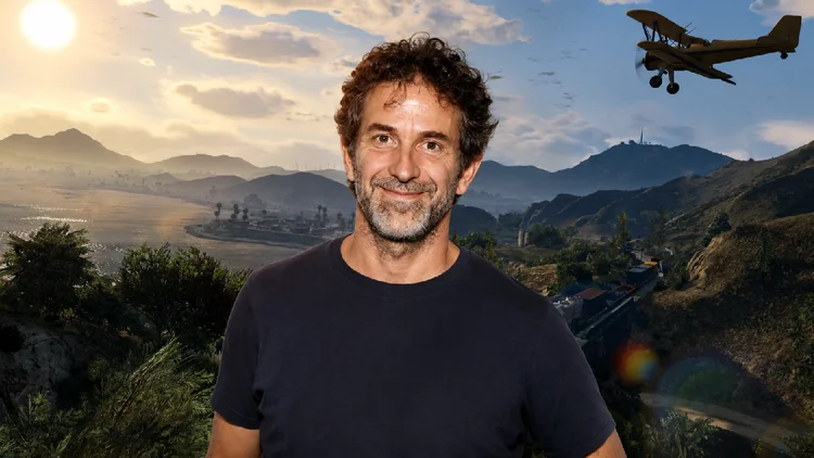 Gethin Aldous y paisaje de GTA V de fondo